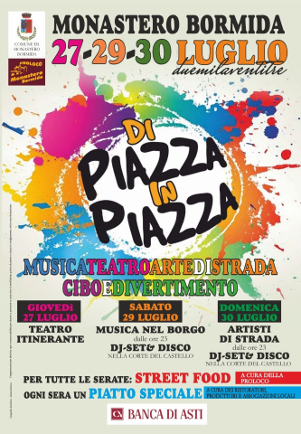 “Di piazza in piazza” un week-end di musica, artisti di strada e teatro a Monastero Bormida